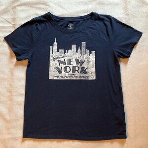 J Crew Women’s Vintage Cotton "New York" T-Shirt, S/S, Navy, Sz M, Item AT796